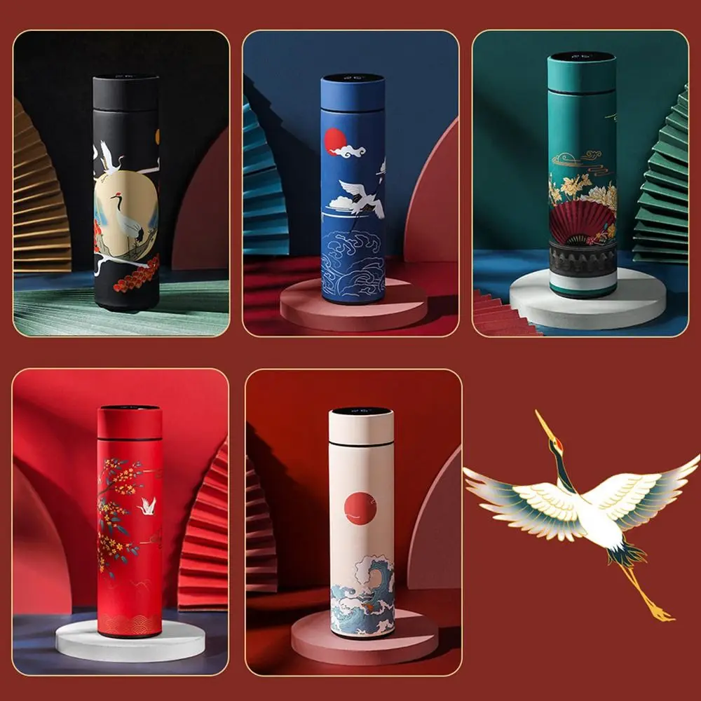 LED Display Temperature measurement Vacuum Flasks Cup Chinese Style Premium Travel  Mug Intelligent Temperature Display