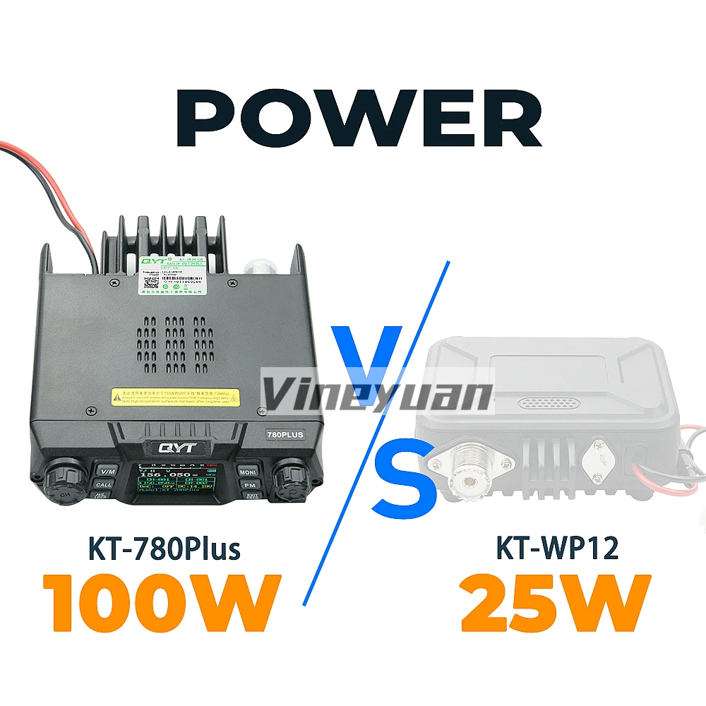 QYT KT-780 Plus 100 Watts Super High Power VHF136-174mhz Car Radio/Mobile Transceiver KT780 256channels Long range communication