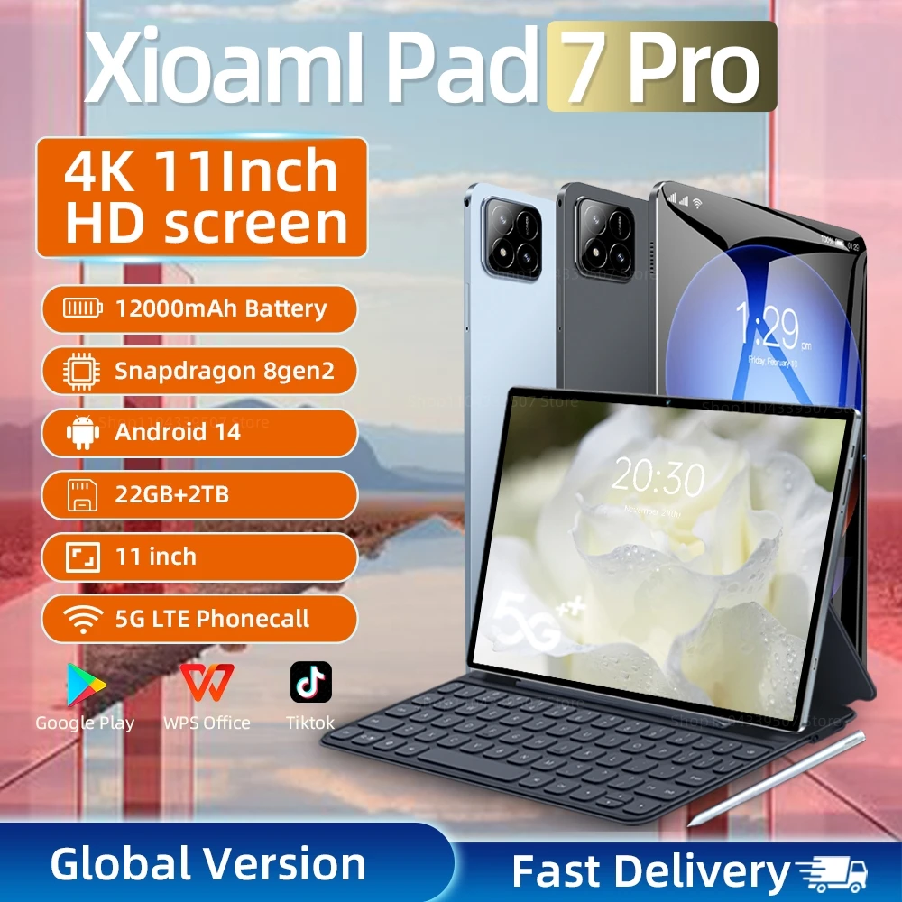 

2025 NEW Original MI Pad 7 Pro Tablet 11inch Snapdragon 8gen2 HD 4K Android 14 22GB+2TB 12000mAh 5G Dual SIM WiFi GPS Tablets PC