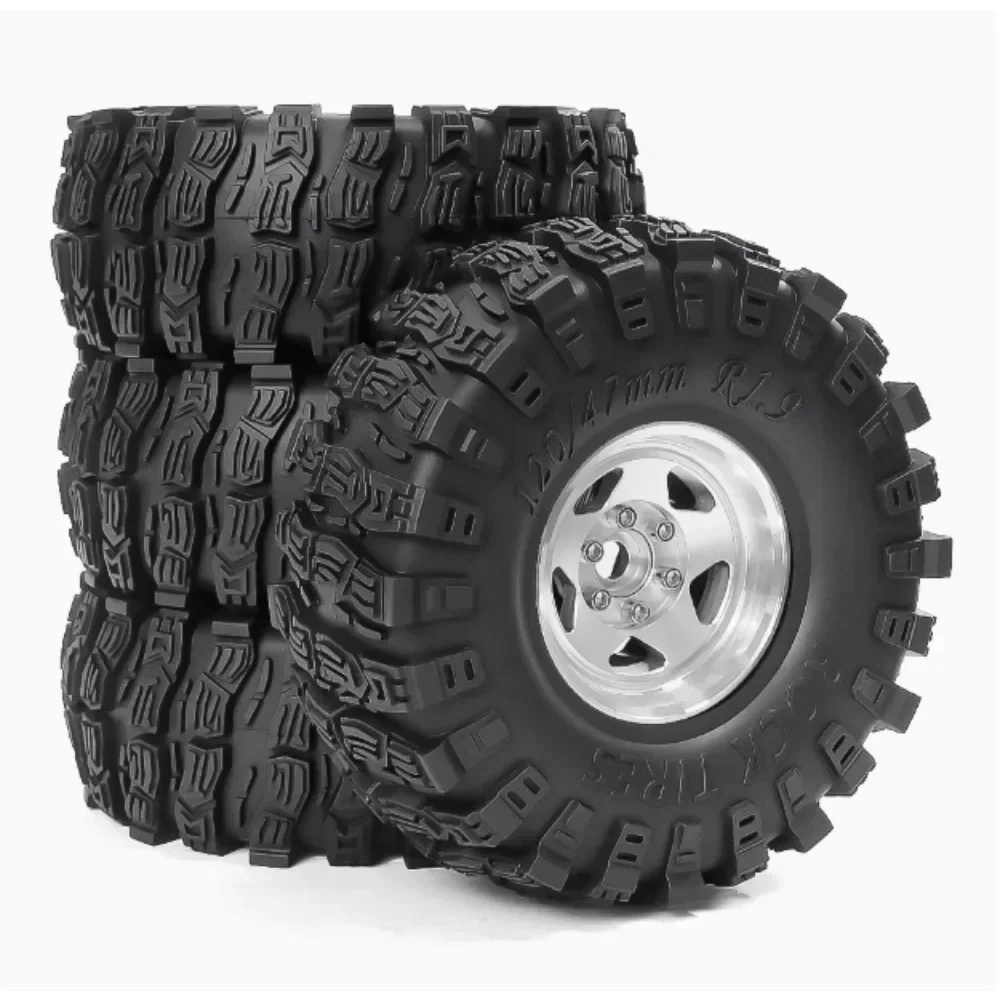 

4pcs 120mm 1.9" Metal Beadlock Wheel Rim Rubber Tire Set for 1/10 RC Crawler Car Trxs TRX4 RC4WD D90 D110 Axial SCX10 MST