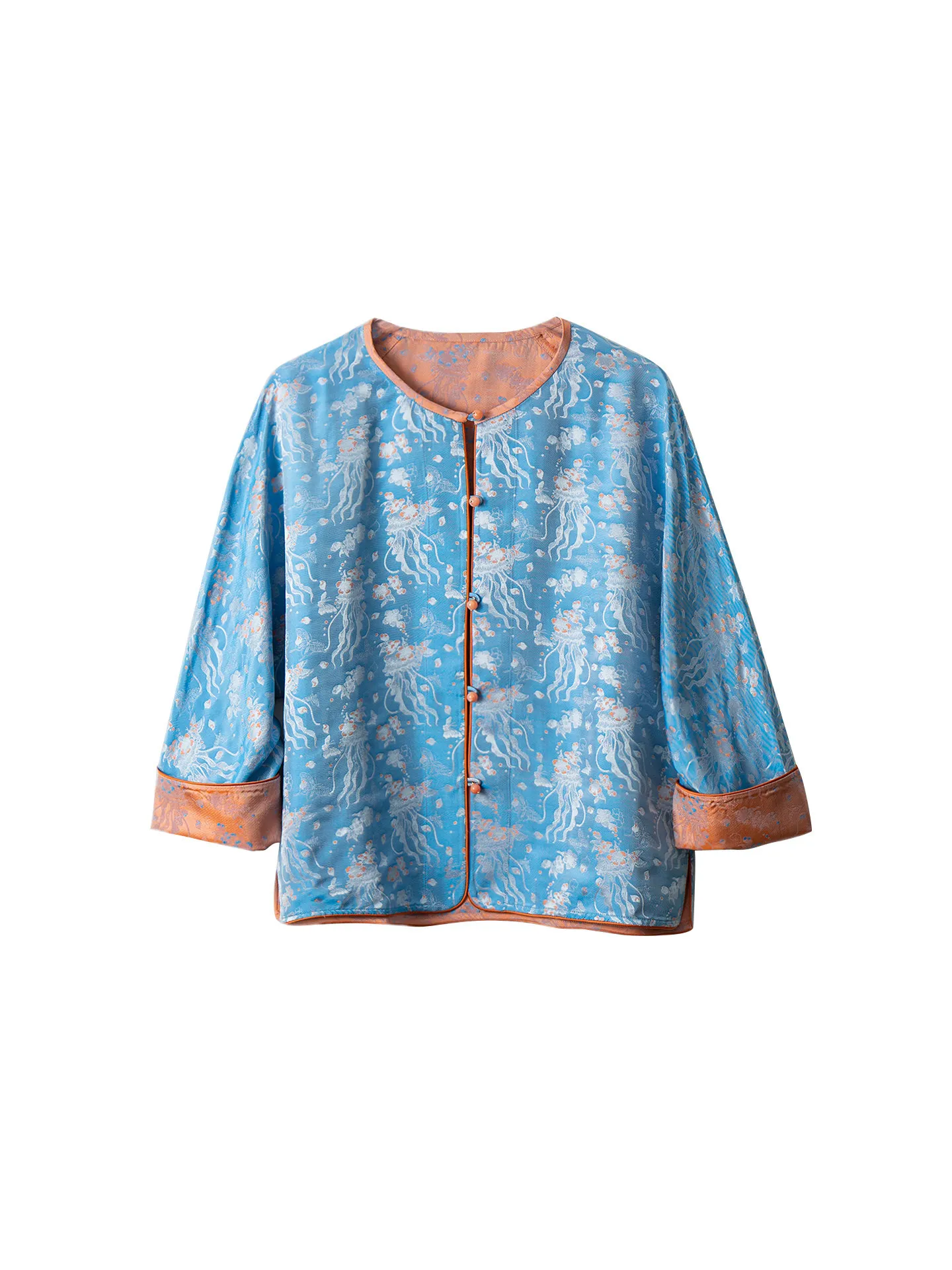 Winsleter-100%Real Silk Song Brocade Elegant Coat, O Neck Jacquard, Women Retro Loose Reversible Coat, 2026 Autumn New C68508CC