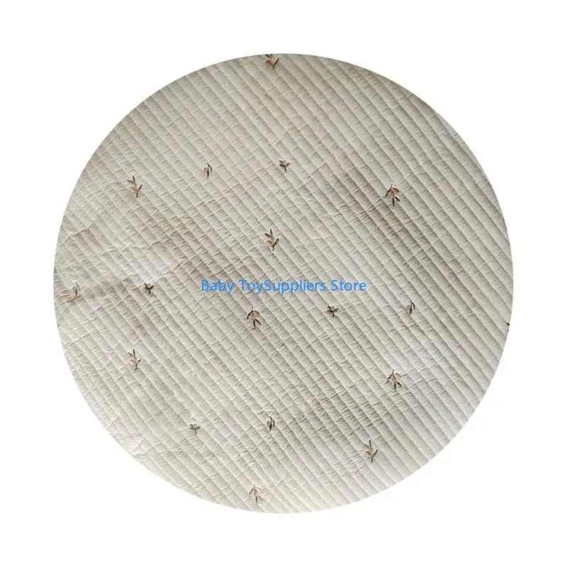 سجادة لعب دائرية للأطفال من R1WF، سجادة مريحة لغرف الأطفال قابلة للإزالة والغسل، سجادة مستديرة لزحف الأطفال مع تطريز #4