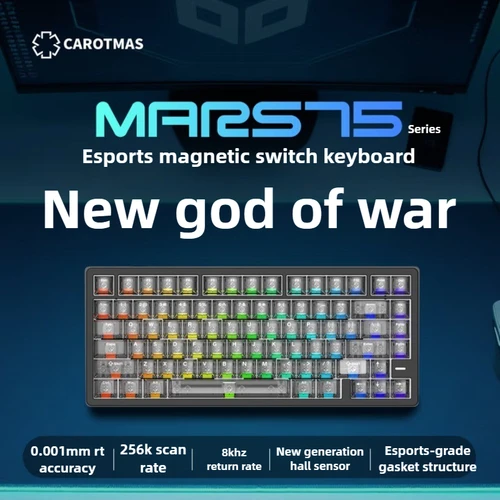 Imagen 2 del producto Irok Carotmas Mars75 75Pro 8000HZ teclado para juegos de eje mecánico con cable RT 0.001mm 256KHZ tasa de escaneo teclado para juegos por cable