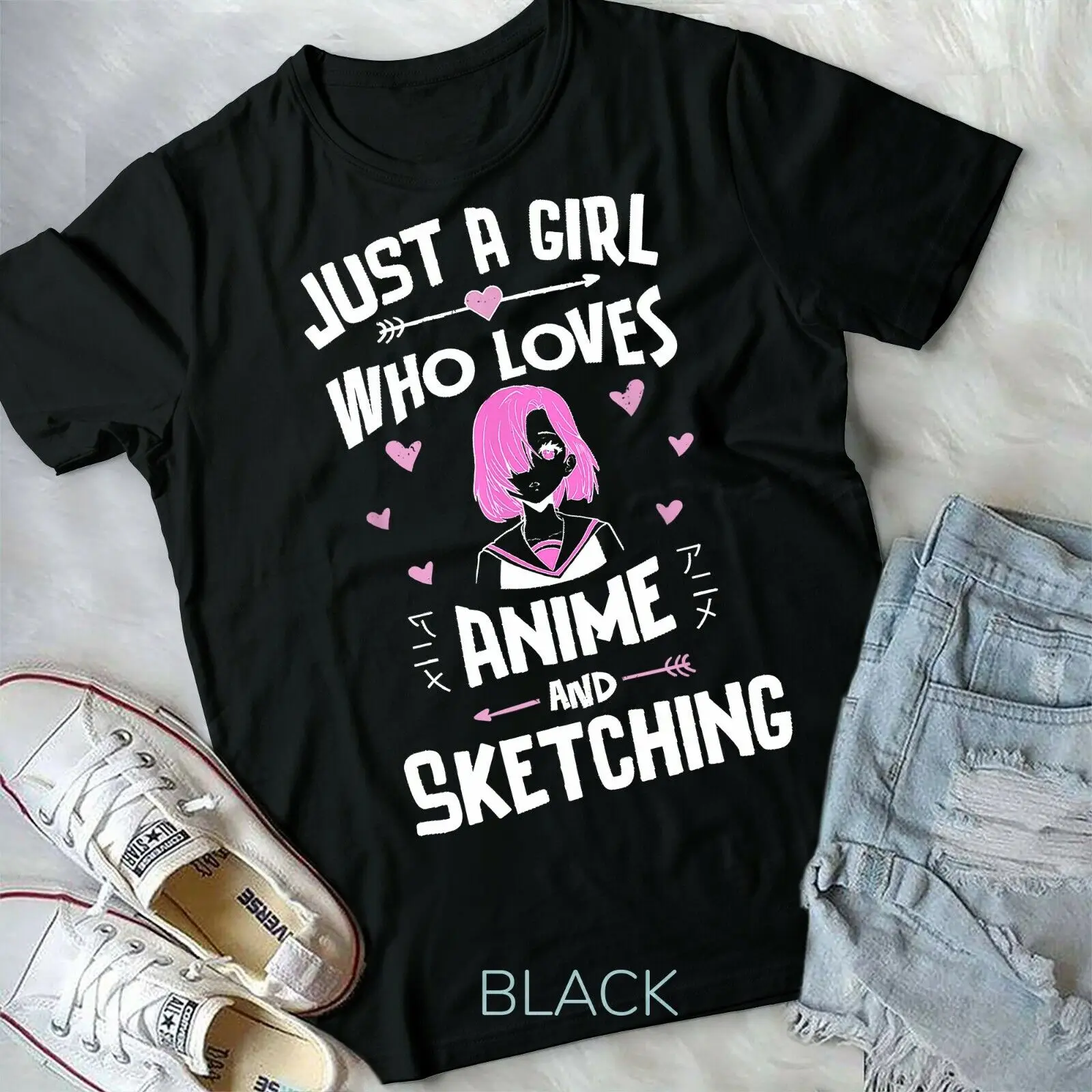 

Anime And Sketching, Just A Girl Who Loves Anime Unisex Form T-shirt