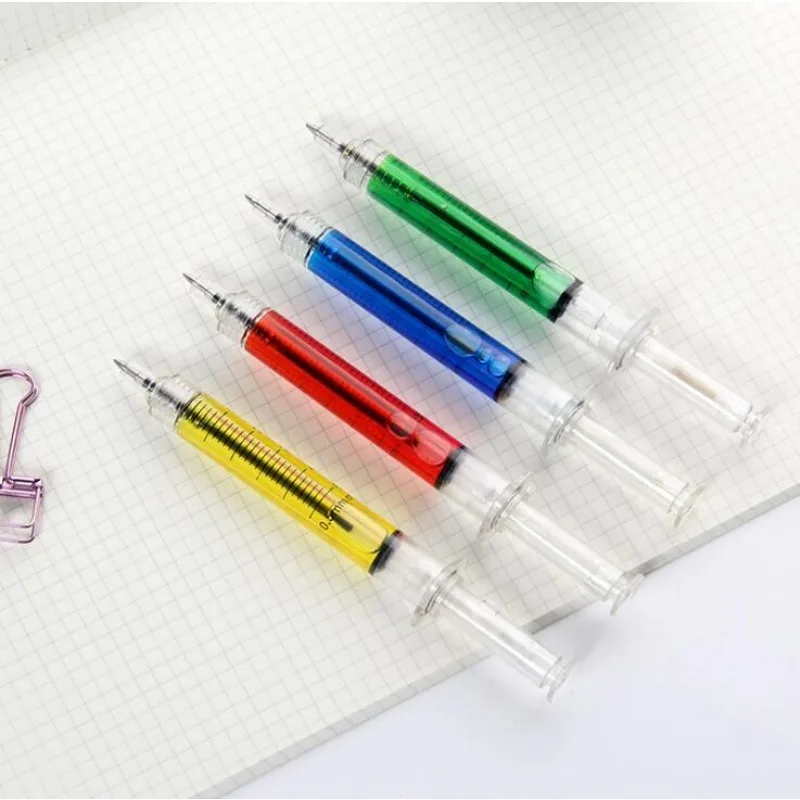 1 Pcs Syringe Pens Retractable Fun Multi Color Novelty Pen For Nurses Writes In Black Ink Nursing Student School Supplies