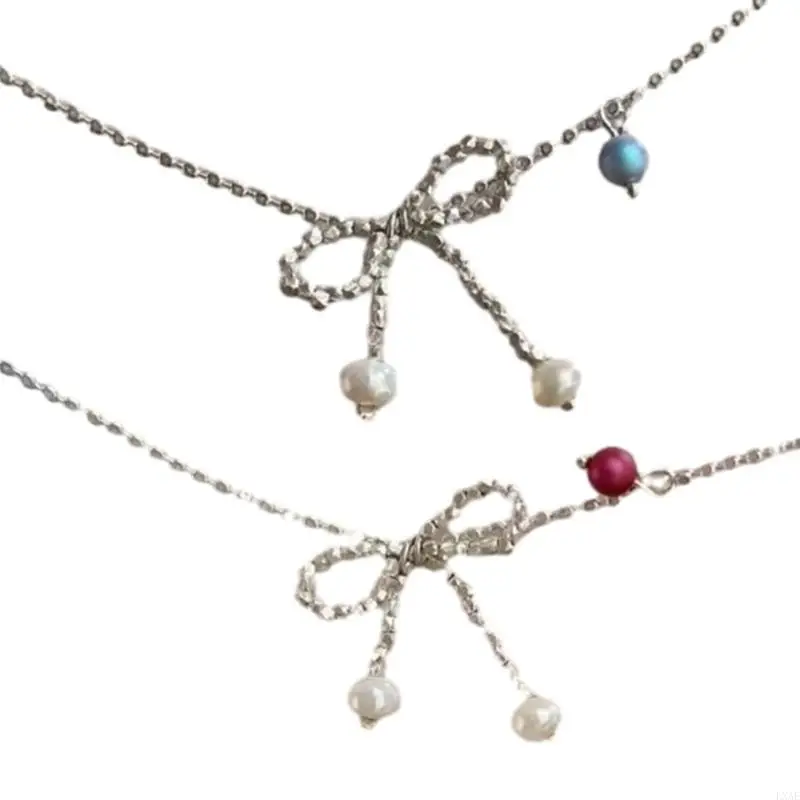 Bowknot Pendant Necklace Elegant Sweater Necklace Neck Jewelry Alloy Material Suitable for Everyday Wear Gatherings
