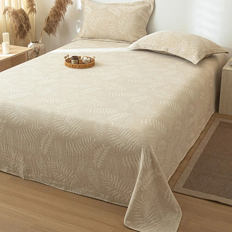 Luxury Cotton and Linen Bed Sheet Sets High Quality Skin Friendly Flat Sheet 2 Pillowcases for All Seasons Queen King Bedclothes