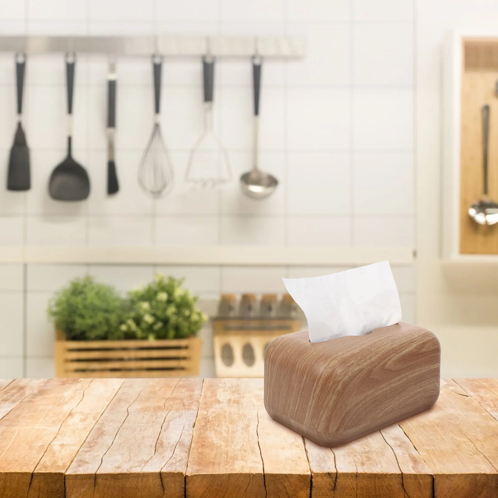 

Rustic Simulated Wood Grain Tissue Box High Quality ABS Practical Tissue Container Decorative Storage Holder for Home Hotel Car