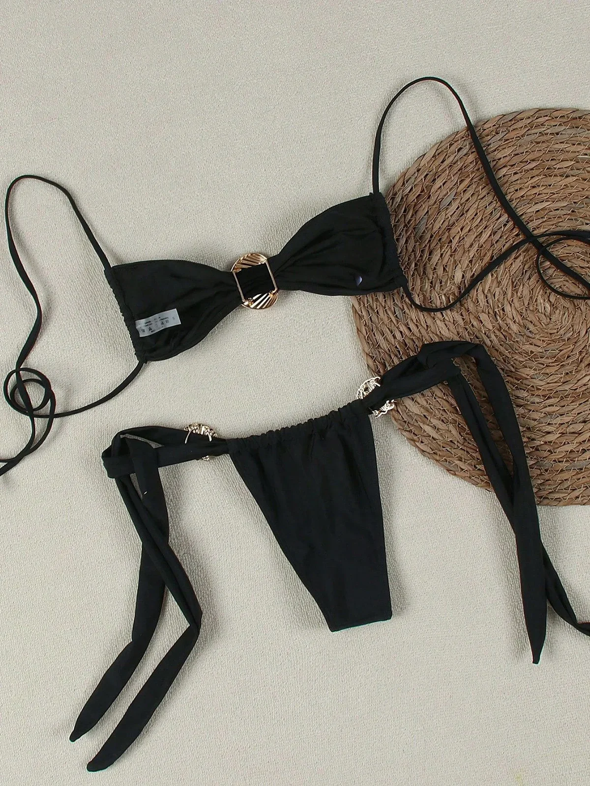 قذيفة معدنية الرسن Strappy عالية قطع بيكيني النساء ملابس السباحة الإناث قطعتين مجموعة البكيني الاستحمام ثوب السباحة السباحة V6289B