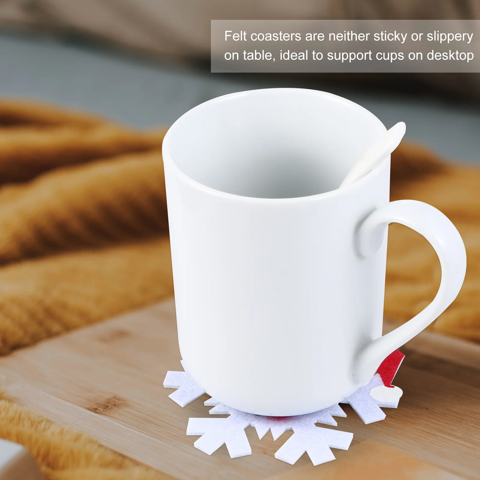 

10Pcs Christmas Cup Cushion Snowflake Felt Coaster Non-Slip Insulated Drink Pad for Holiday Party Home Decor Dining Table