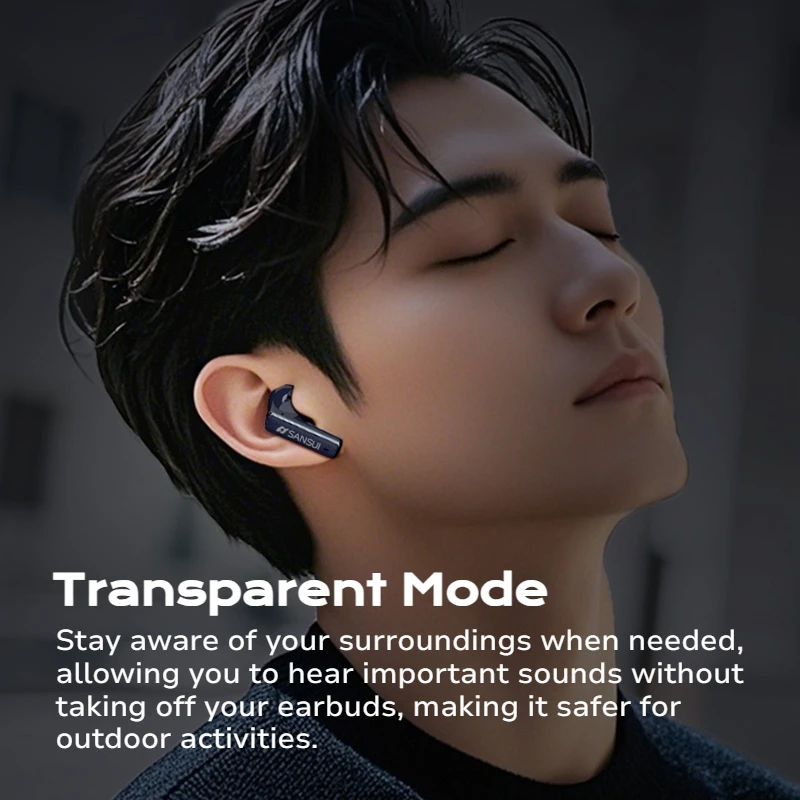 Auricolari Bluetooth 5.4 Sansui ANC -52dB Cuffie con cancellazione attiva del rumore Rilevamento in-ear Auricolari wireless TWS Vivavoce