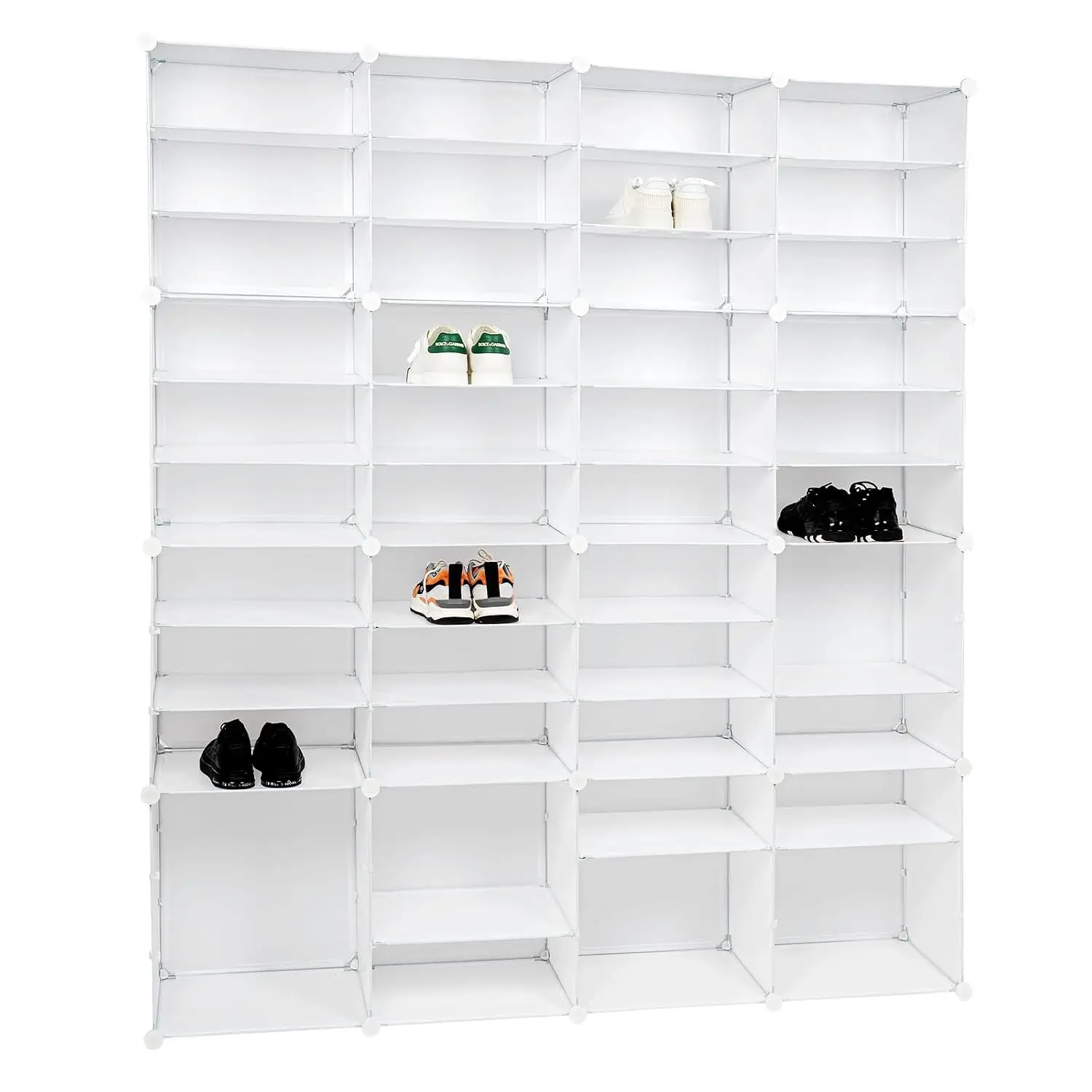 12-Tier Stackable Shoe Rack Cabinet: 92 Pairs Shoe Storage Organizer, White, Modern Style, Customized