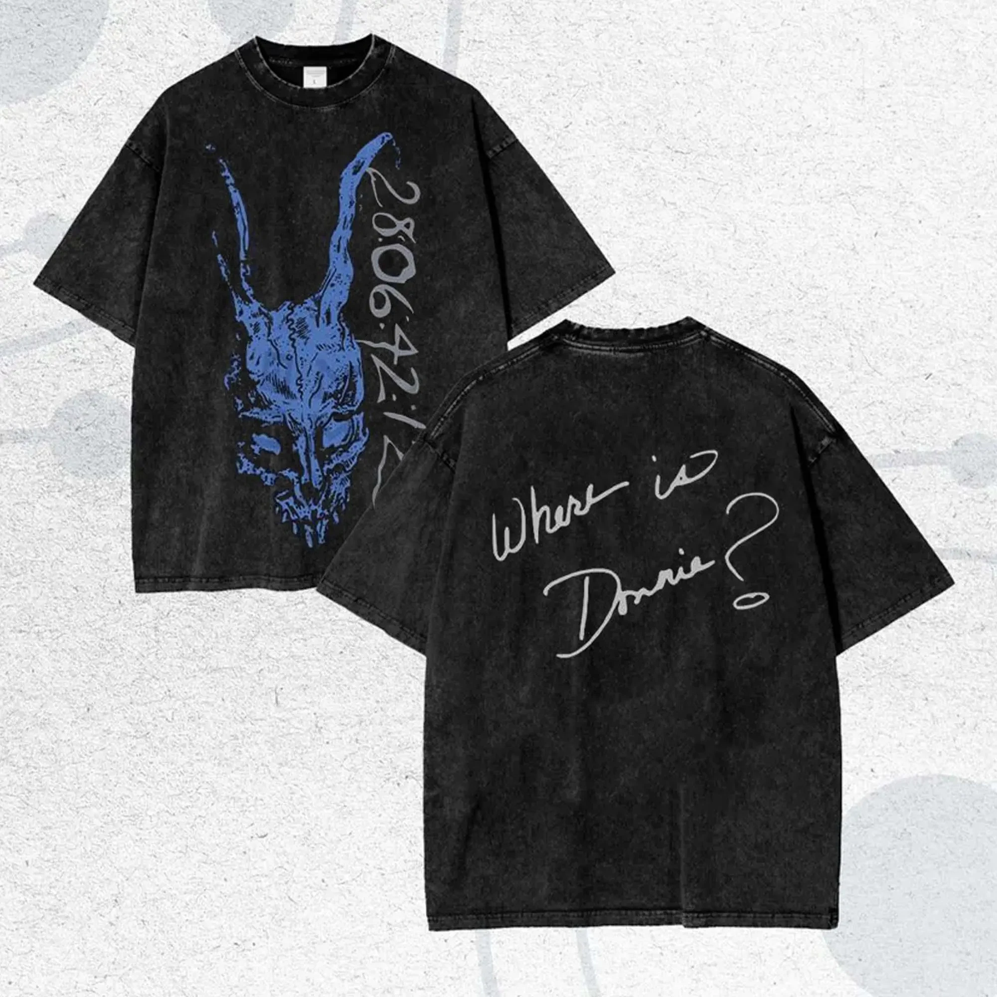 Retro Donnie Movie T-shirt, Darko Science Fiction Streetwear, Psychological Thriller Fan, Washed and Distressed T-shirt