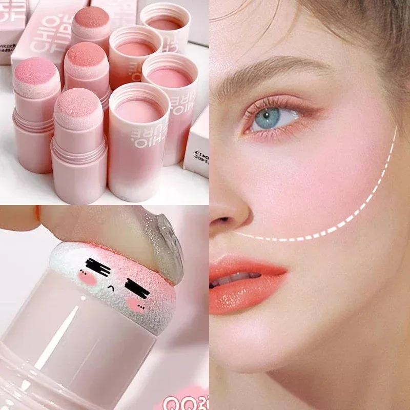 Bastão de blush duplo impermeável, hidratante facial, blush natural, matiz rosa de pêssego, maquiagem duradoura, coreano