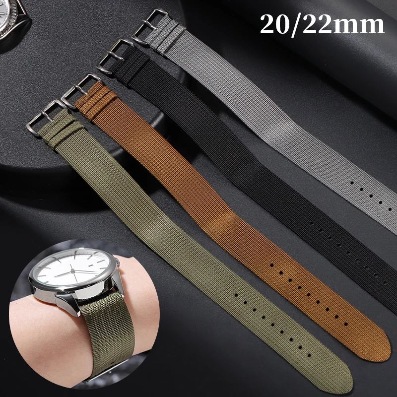 Image of 20mm 22mm Nylon-Armband für Smartwatch Canvas Geripptes Uhrenarmband Damen Herren Weiches Sport Atmungsaktives Ersatz-Armband Zubehör