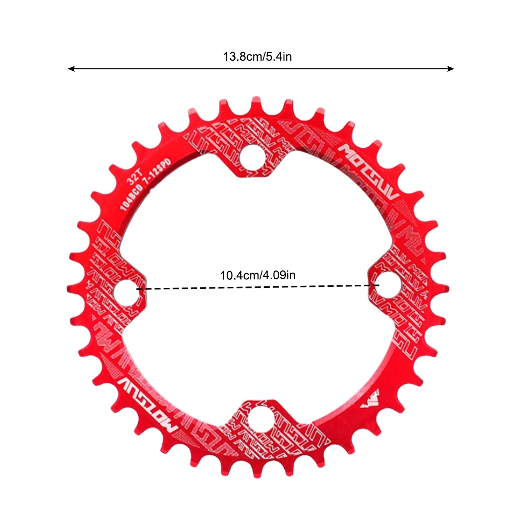 Bicycle Chainset Round 104 BCD Bike Chainwheel Tooth Plate Yellow 32T