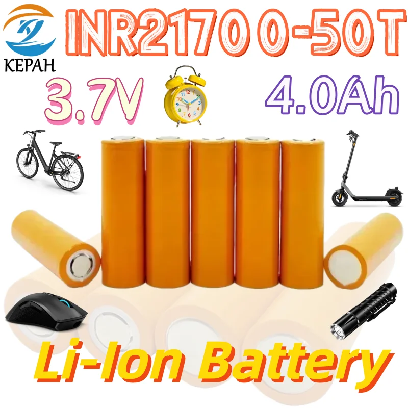 

2025 New 3.7V INR21700-50T 4.0Ah Lithium Battery Rechargeable Battery,Universal for Power Tools,Flashlights,Bicycles,E-Devices