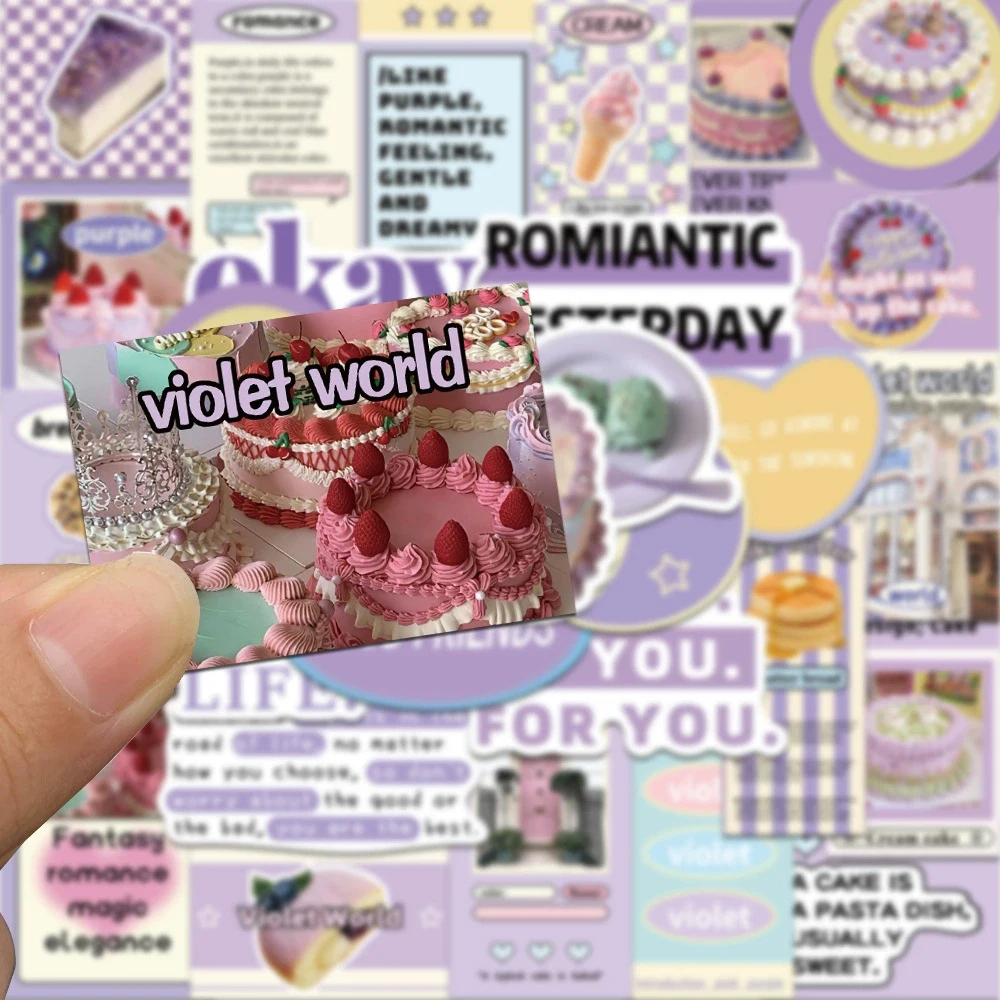 

10/30pcs INS Style Purple Party Cake Aesthetic Stickers Cute Decals DIY Skateboard Phone Notebook Car Cartoon Waterproof Sticker