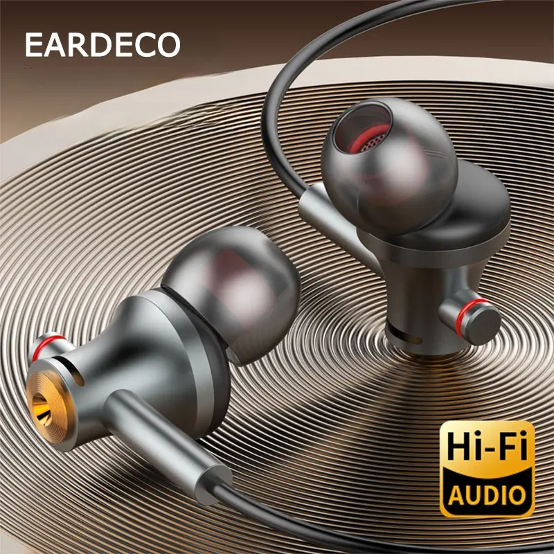 EARDECO 3,5 mm/Typc Metallkabel-Kopfhörer In-Ear-Gaming-Ohrhörer Neue Kopfhörer Bass Sport Musik Kopfhörer Ohrhörer mit Mikrofon Stereo