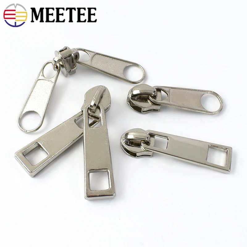 10/20Pcs Meetee 5# Nylon Zippers Slider Double-Sided Zipper Head for Jacket Pocket Tent Bag Luggage Zip Repair Accessories