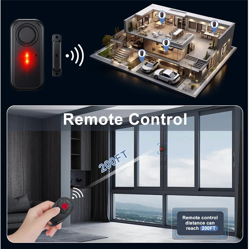 Anti-Theft Wireless Magnetic Sensor Alarm For Home Security, Waterproof Monitor For Doors And Windows Outdoor-Y41A