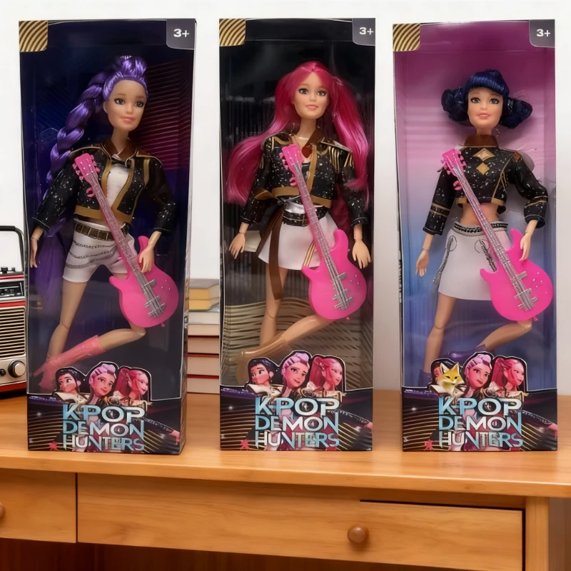 Gran oferta, muñeco de cazadores de demonios de Anime, figura de acción de grupo para niñas, juguete de acción en vivo con tema de canción de luces coloridas, regalo de Navidad