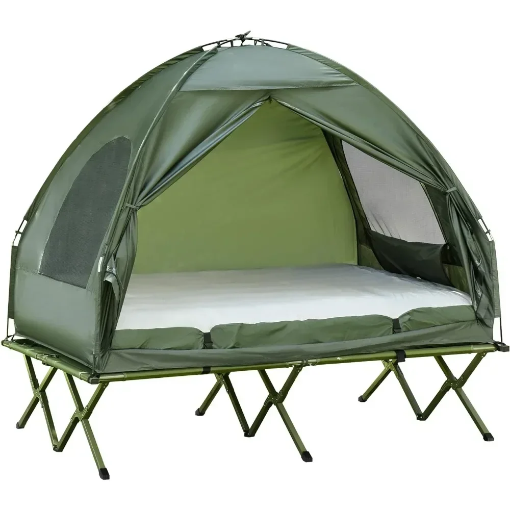 Foldable Camping Cot with Tent, Bedspread and Thick Air Mattress, Camping Bed Tents for Outdoor Hiking, Picnic, Tents