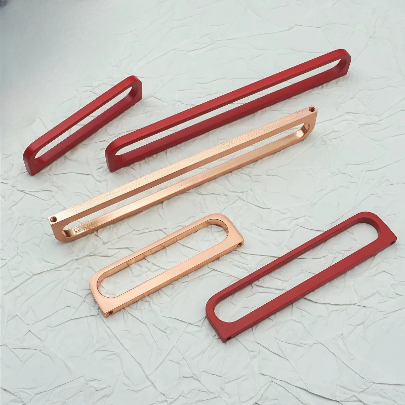 Matte Red Cabinet Handles Simple Bedroom Wardrobe Pulls Kitchen Cupboard Door Knobs Modern Zinc Alloy Furniture Hardware