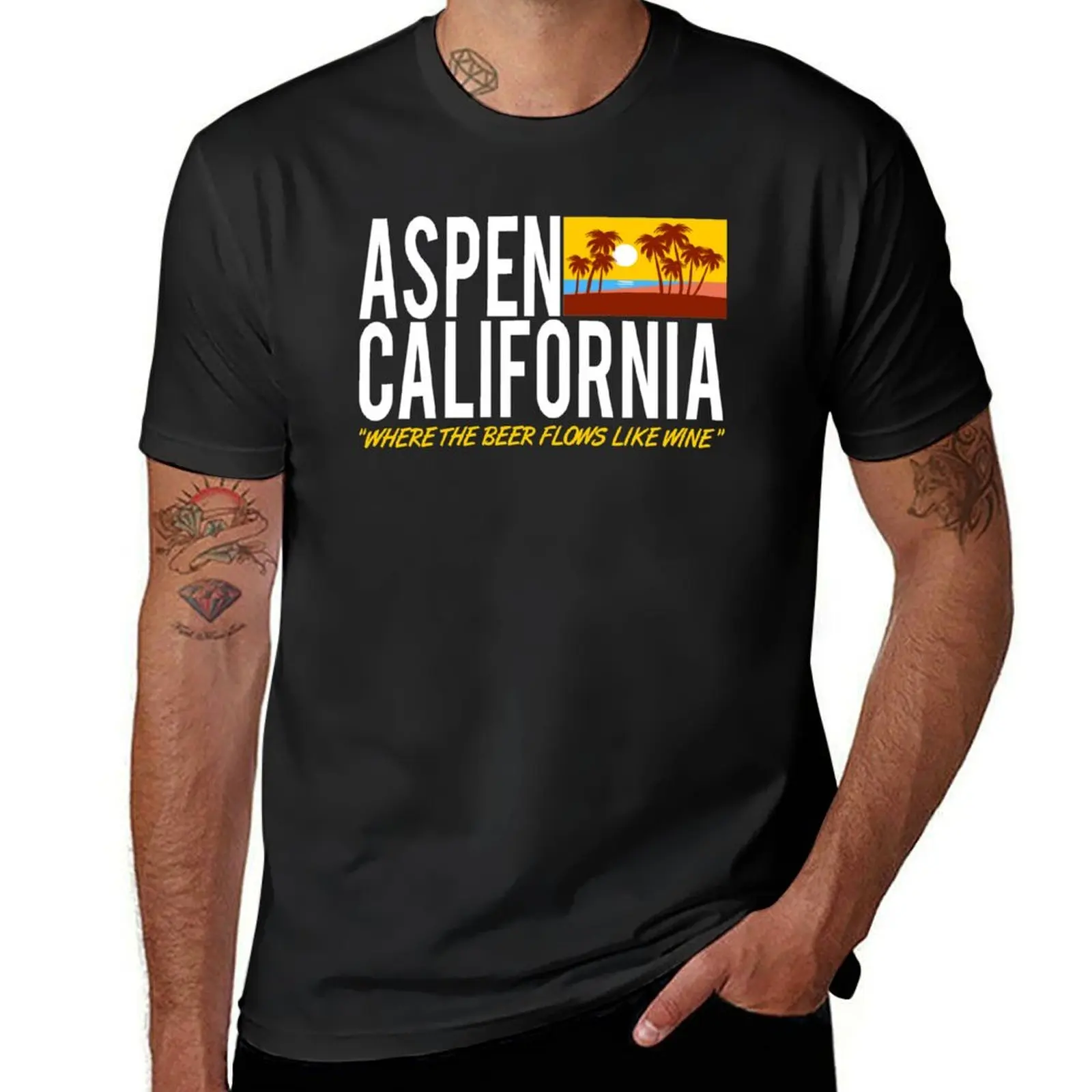 Aspen California - Where The Beer Flows Like Wine T-Shirt boys whites oversizeds hippie clothes oversized t shirt men