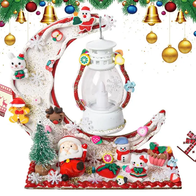 Santa Claus Night Light Christmas Lights Decoration Cream Glue Christmas Lights With Exquisite Christmas Themed Accessories For