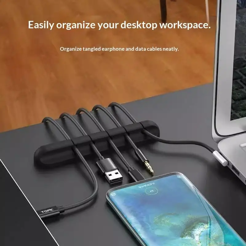 Desktop Cable Organizer Self-Adhesive Cord Keeper for Phone Charging Data Wire Storage Home Office Dorm Use