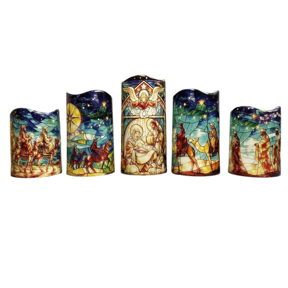 5pcs Flameless Flameless Candles Battery Powered Timed Artificial Fake Candles Realistic LED Nativity Scene Candles Thanksgiving