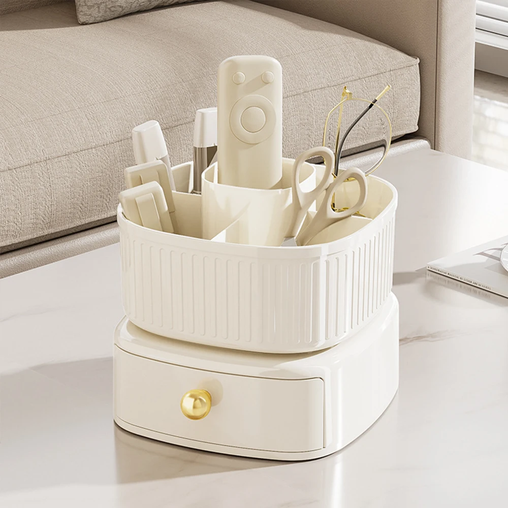 Light Luxury Desktop Cosmetics Storage Box Rotating Makeup Brush Jewelry Organizer Lipstick Makeup Brush Holder