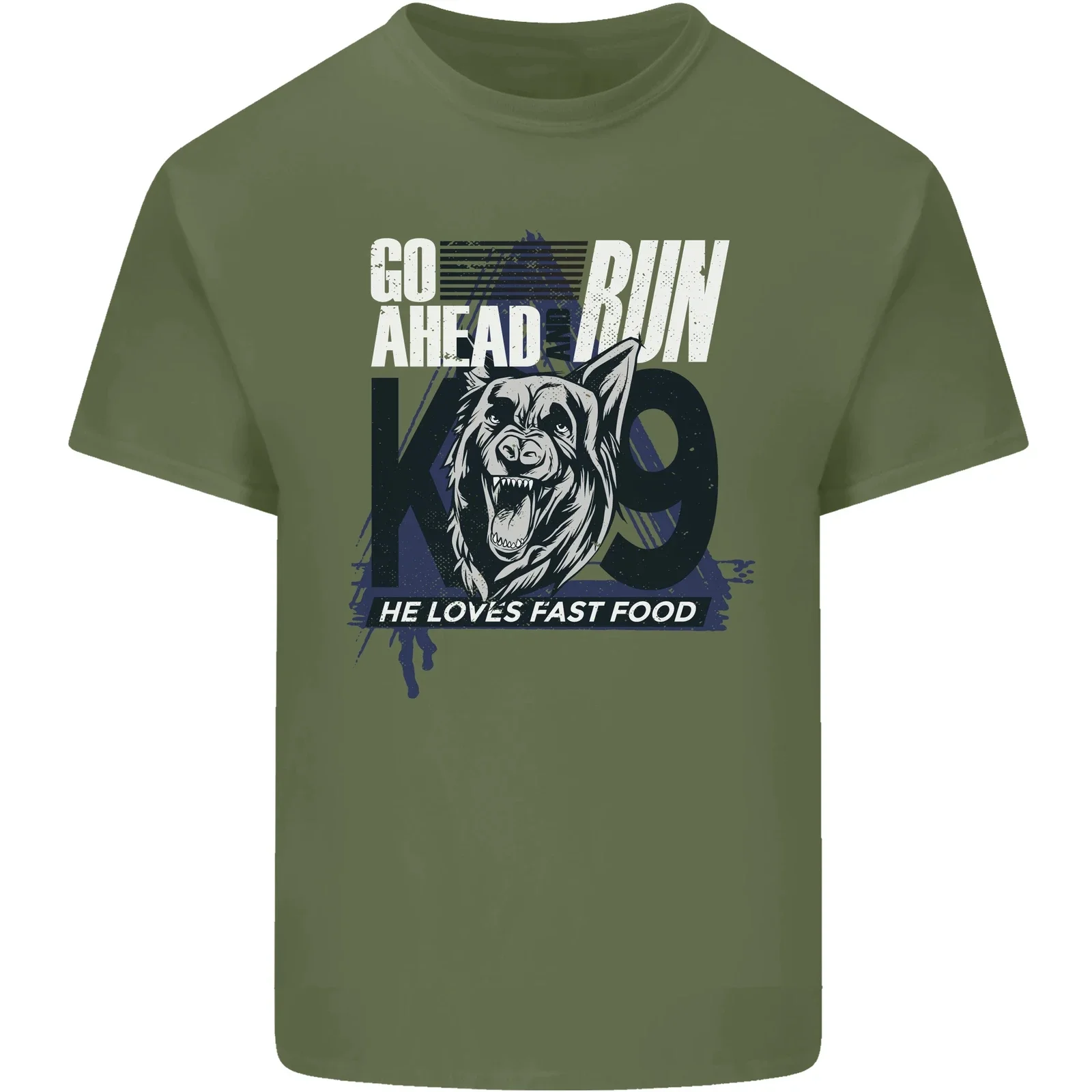 

Guard Dog German Shepherd Loves Fast Food Mens Cotton Tee Top Men's 100% Cotton Casual T-shirts Loose Top Size S-3XL