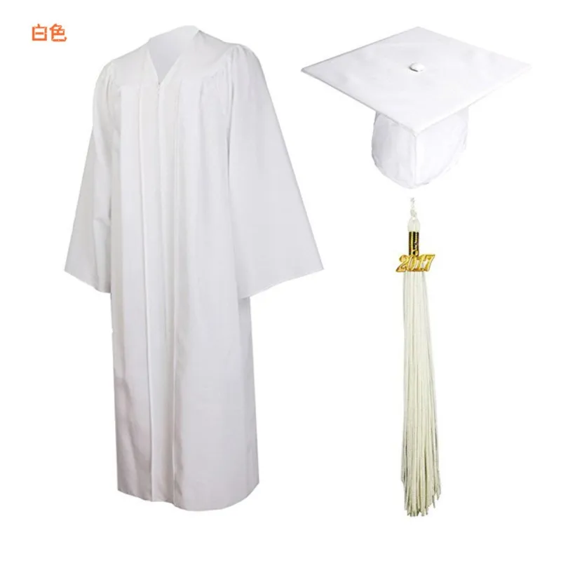 V Neck High School Bachelor Academic Dress Student Graduation Gown Hat Tassel Zipper Loose Graduation Costume Bachelor Gown