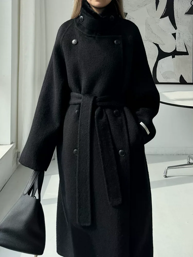 2026 New High-end Stand-up Collar Woolen Overcoat Double-sided Wool Coat For Autumn Winter Long Thicken Warm Cloak Windbreaker