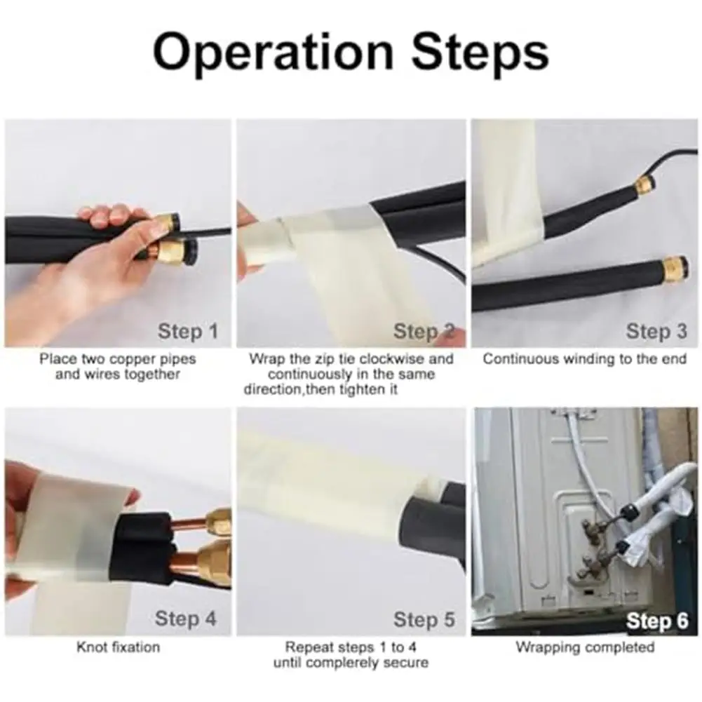 Nastro per installazione aria condizionata Fasciatura per avvolgimento tubi in PVC da 6 pezzi con forte adesione per l'isolamento di tubi HVAC di lunga durata