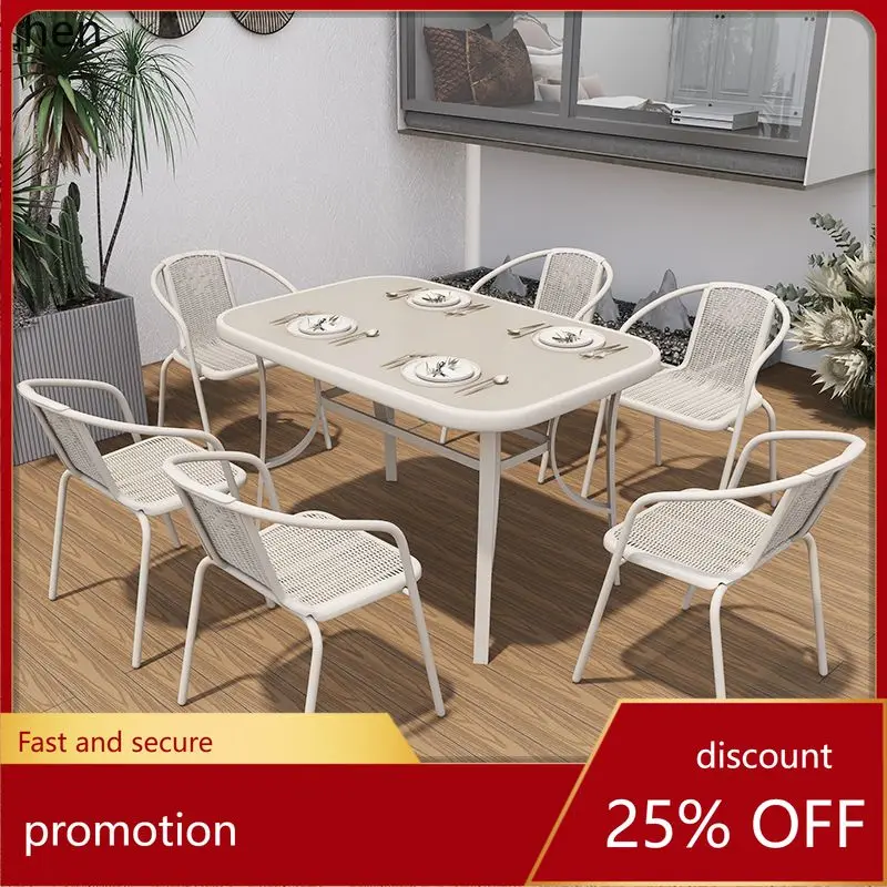 

LXC Outdoor Table and Chair Set for Balcony Reading Courtyard Decoration Milk Tea Shop Villa Open-Air Tea Table Rattan Chair Set