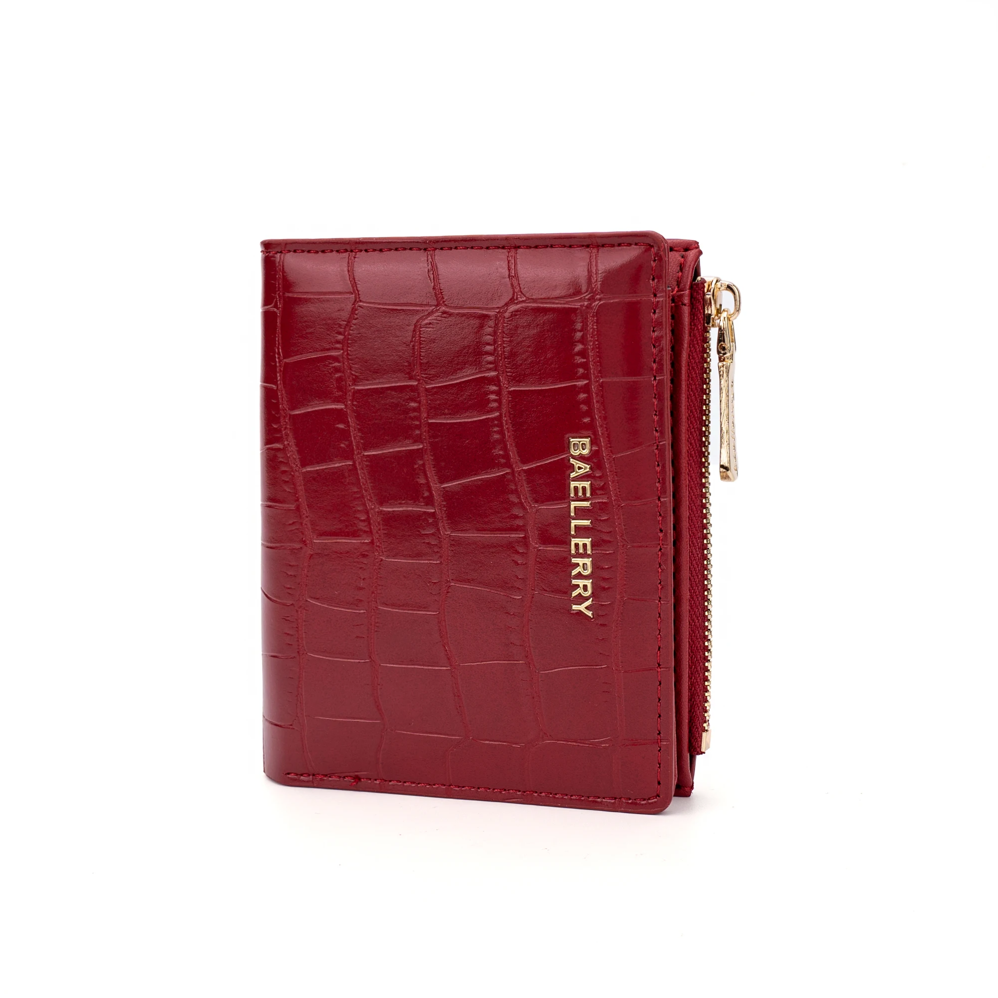 1 Stück Damen-Geldbörse aus PU-Leder im Retro-Krokodilmuster, mehrere Kartenfächer mit Reißverschluss-Münzfach und transparentem Ausweisfenster, modische kurze Faltbrieftasche