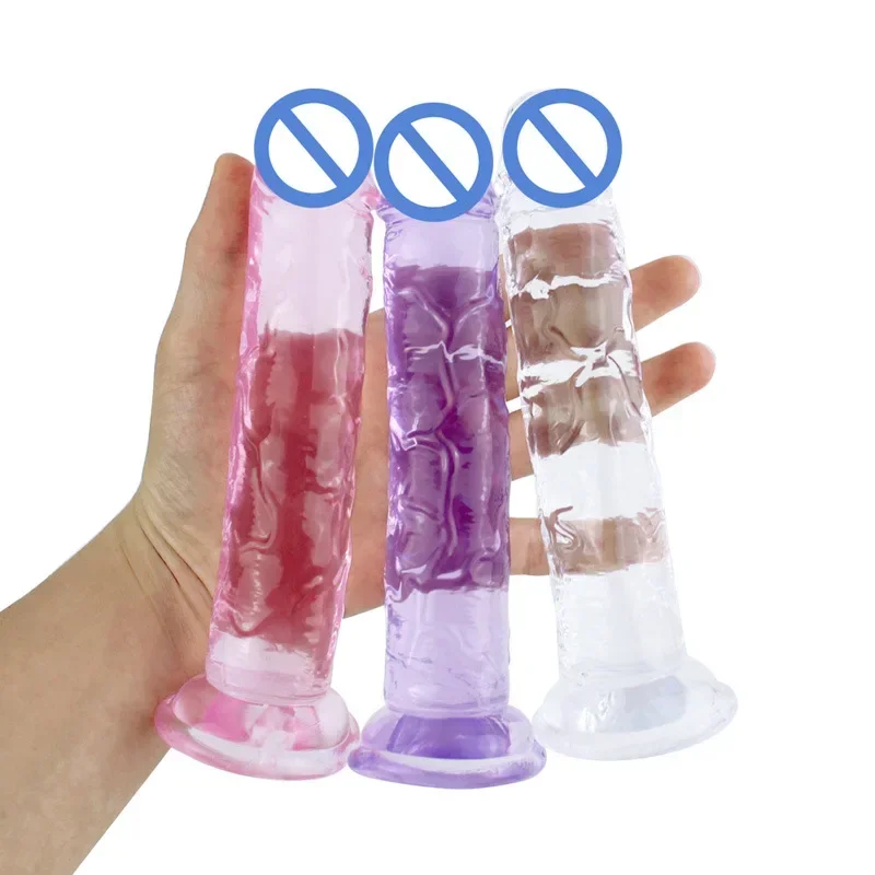 Medium Size Transparent Dildo with Suction Cup Jelly Dildos Sex Toys Woman Fake Dick Toy Big Dildo Suction Cup Penis Anal Dildo