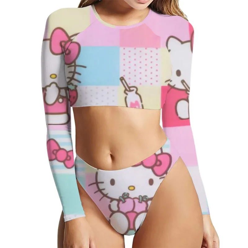 Sanrio Kawaii Hello Kitty Girl Swimsuit Kuromi My Melody Anime Cartoon Fashion Exquisite Good Looking Skin Friendly Split Bikini