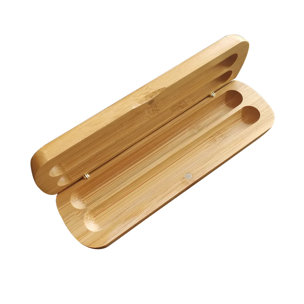 Bamboo Pen Box with Two Pen Slot Bamboo Pencil Case Pen Case Supplies wood pencil case pencil box multifunction pencil box