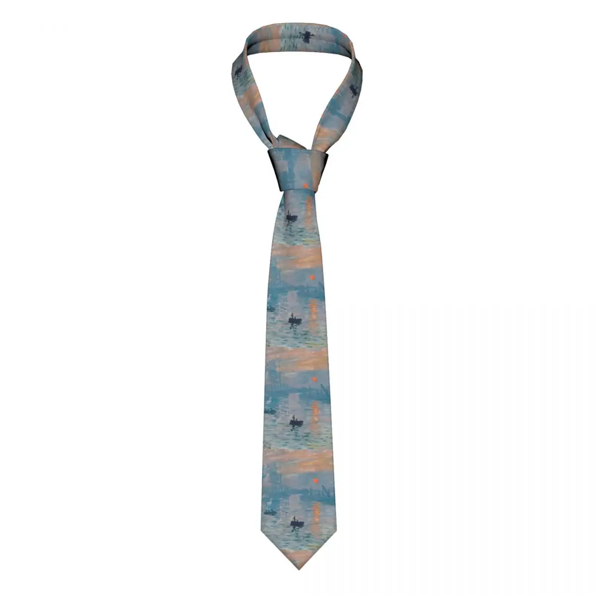 

Custom Impression Sunrise Ties for Men Fashion Claude Monet Painting Art Silk Wedding Neckties