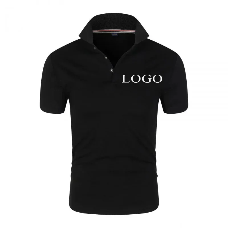 Brand logo/custom image men's and women's DIY collar and lapel T-shirts with your own design, solid color and UE size visible