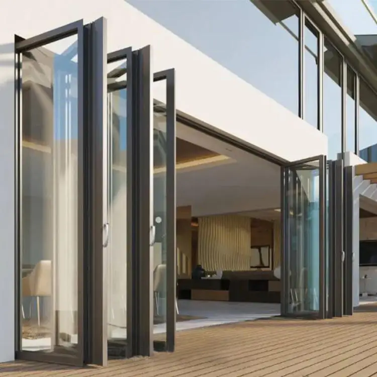 

Villa Heavy Duty Accordion Folding Door Anti Ultraviolet Integrated Molding Manual Folding Door Horizontal Sliding Stacking Door