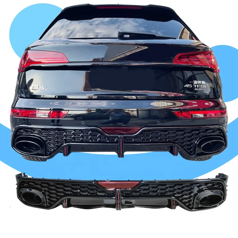 

For Factory Direct Price Auto Parts Q5 SQ5 Facelift Rear Bumper Diffuser RSQ5 Rear Lip And Tailpipe For Audi Q5 FY SUV 2018-2024
