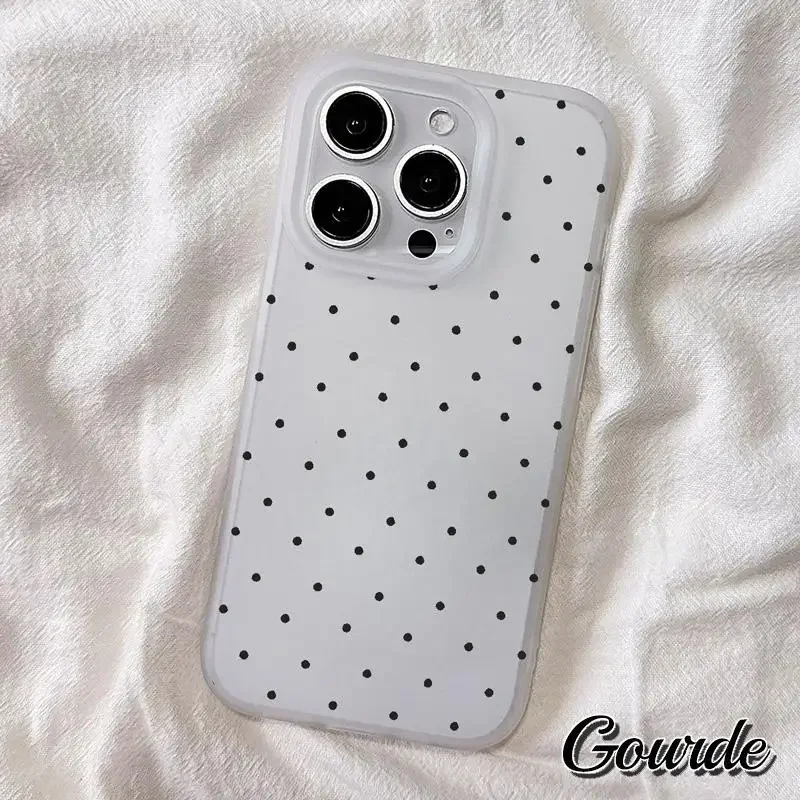 

Gourde Minimal Polka Dot Pattern Phone Case for iPhone 16 15 14 12 13 11 Pro Max iPhone 17 Pro Max Transparent Soft Back Cover
