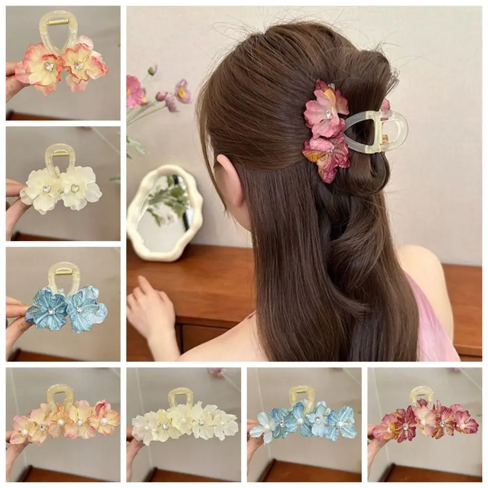 

Elegant Cloth Flower Hair Claw Korean Style Ponytail Holder Sweet Hair Catches Headdress Hair Accessories Hair Crab Clip Women