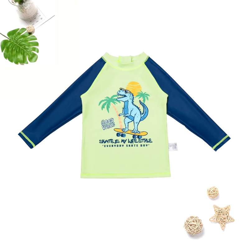 Купальник с рисунком заката дракона для детей и мальчиков, комплект из трех предметов сплит-типа, пляжная одежда, быстросохнущий и удобный детский костюм