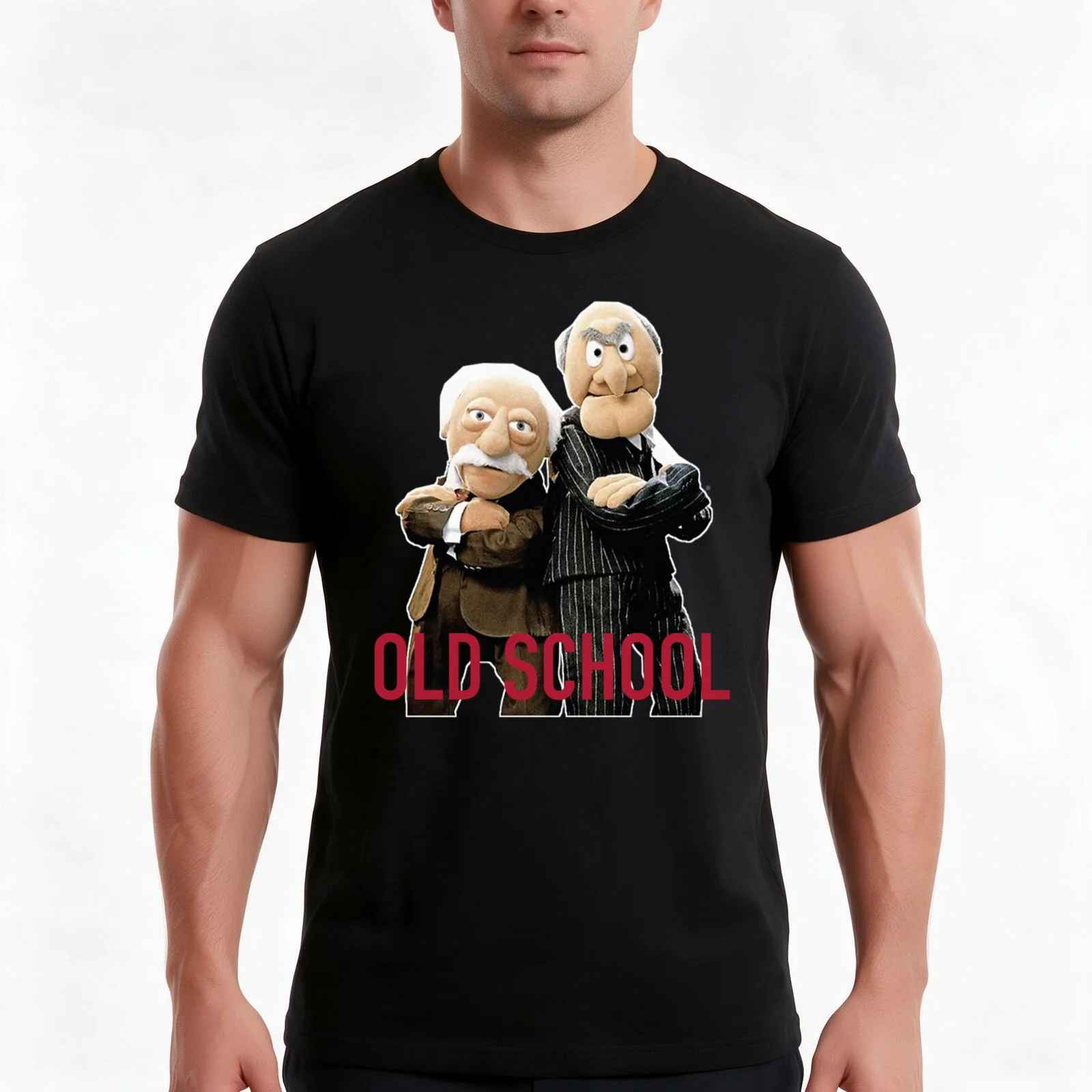 statler and waldorf T-Shirt, Summer Casual Cotton Tee, Oversized Streetwear Tops, Vintage Graphic Print, Loose Fit Short Sleeve